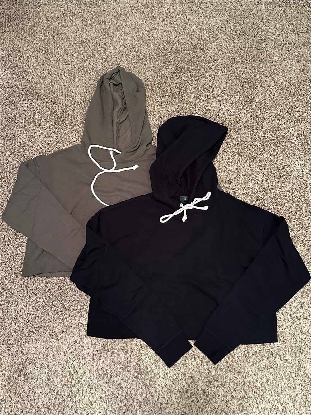 Wild Fable Black & Olive Cropped Hoodie Duo